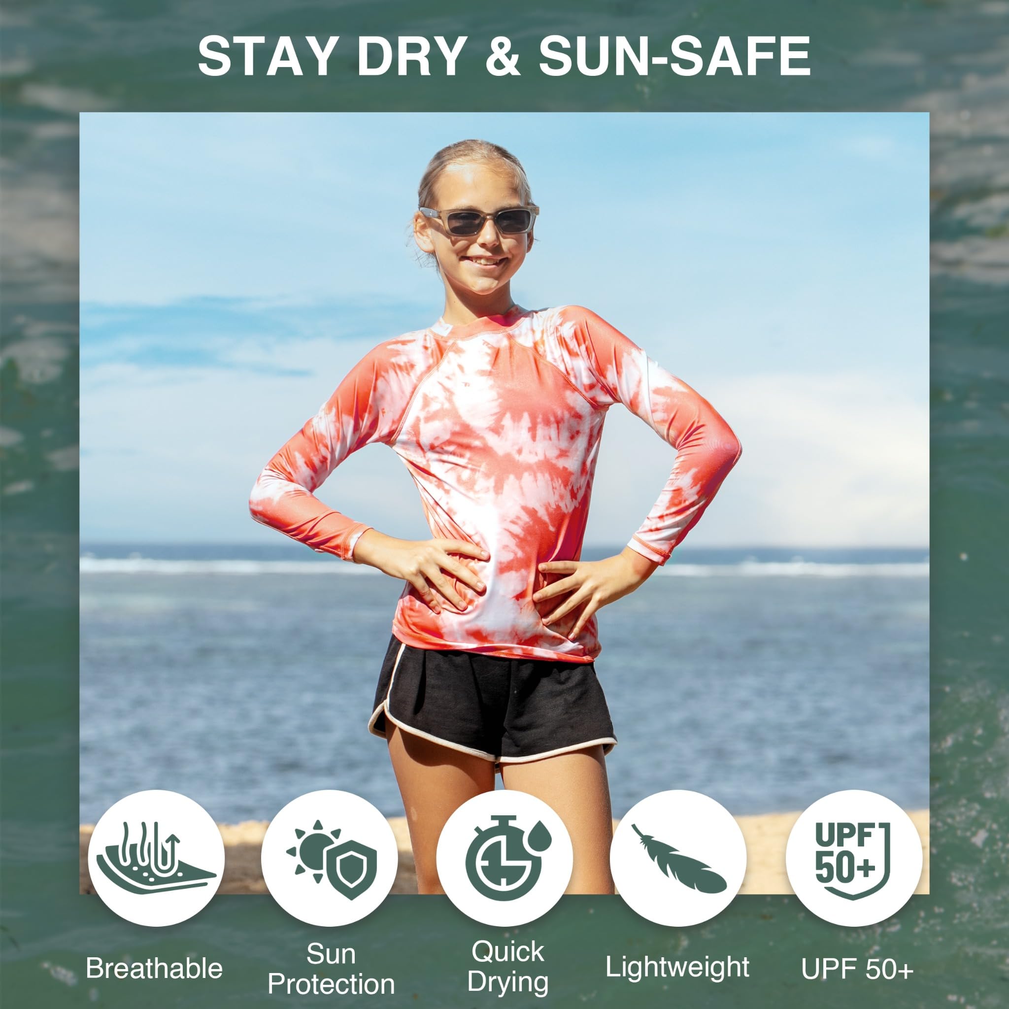 Kanu Surf Keri Rashguard-Shirt für Mädchen, LSF 50+, 1 Stück