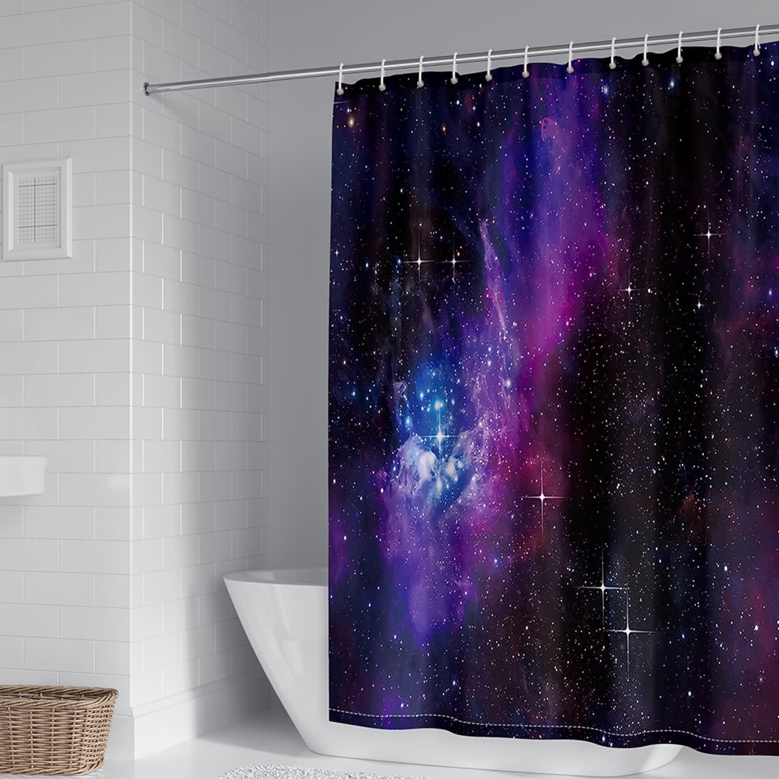 Rideau de douche 300x200 cm en polyester hydrofuge grand format