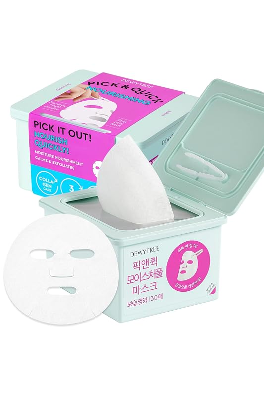 Máscara facial em folha DEWYTREE Pick and Quick Moisture com ceramida, 30 unidades