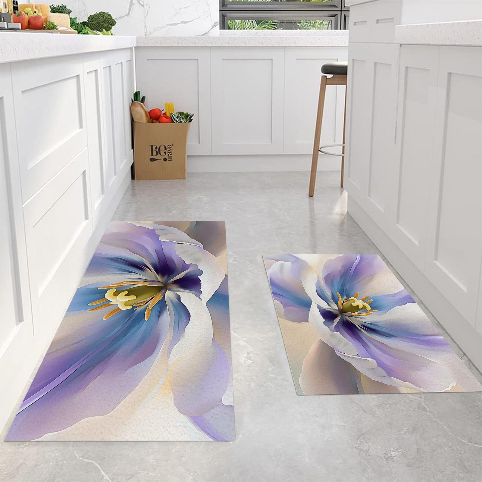 Tapis de cuisine violet dégradé antidérapant lot de 2