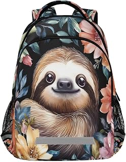 Girl Sloth Flowers Backpack