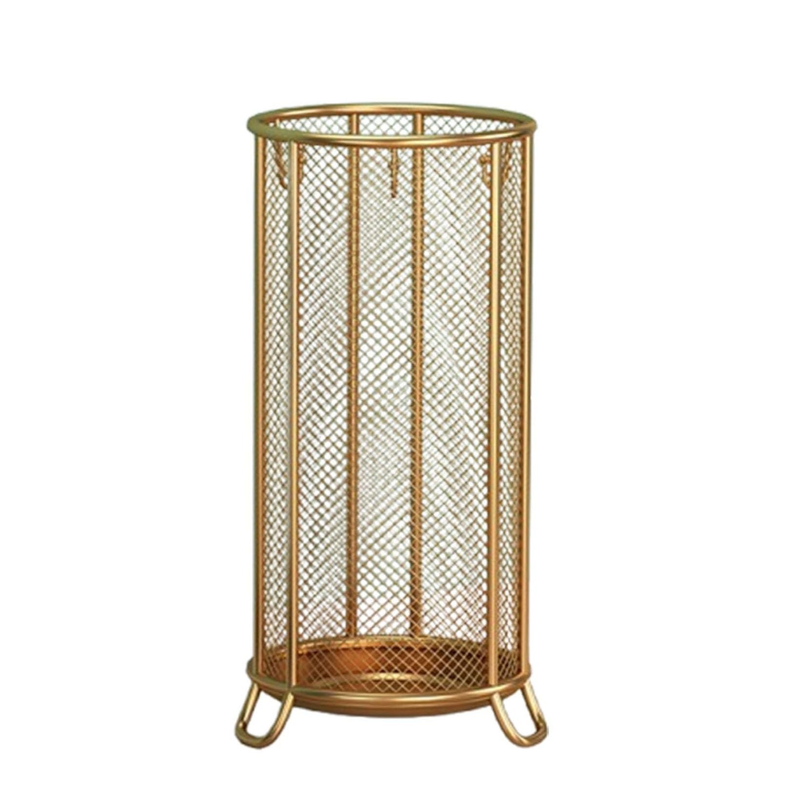WEYIMVTO umbrella stand, Metal Umbrella Stand Rack with Drip Tray - Free Standing Round Holder for Long & Short Umbrellas(Gold,50cm)