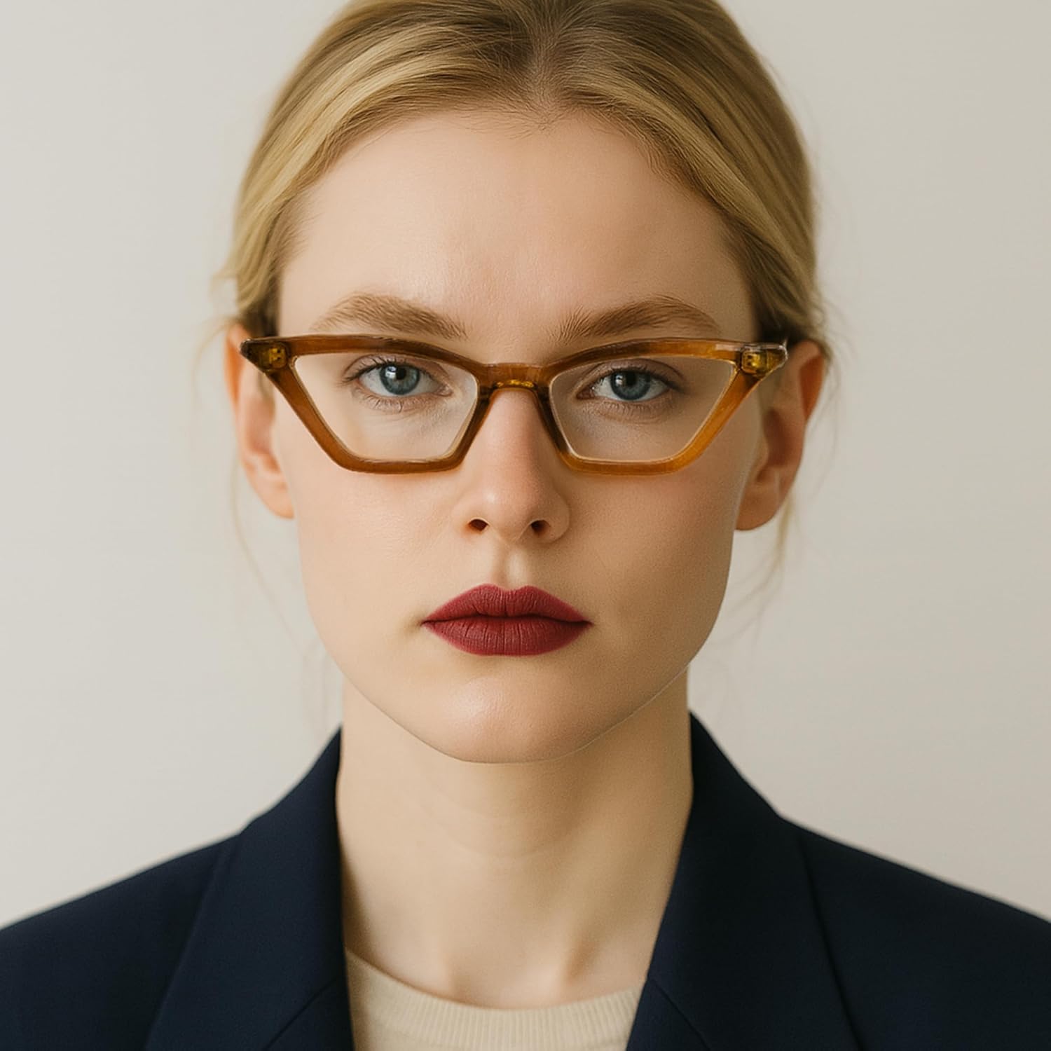 2SeeLife Premium Cat Eye Reading Glasses for Women – Narrow-Medium Fit, Sturdy Frame, Spring Hinges, Stylish Funky Readers, Amber Green, +3.00