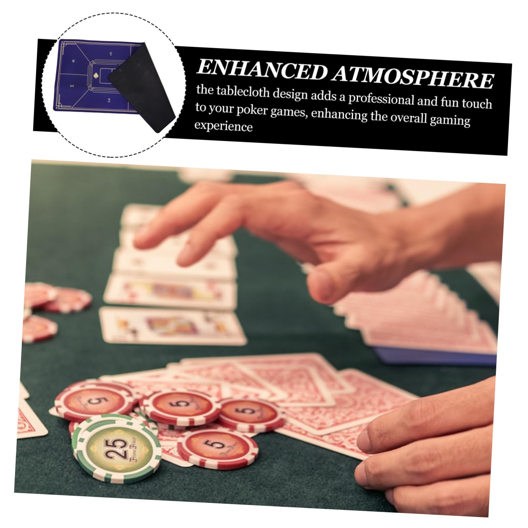 Tapete de Mesa de Póquer Azul Antideslizante y Fácil de Limpiar, Cubierta para Mesas de Ruleta Adecuado para Juegos de Póquer y Entretenimiento en Casa