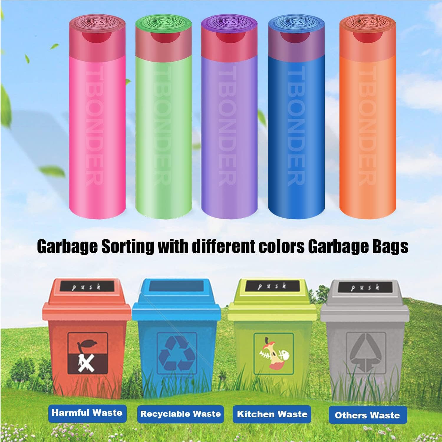 Bolsas de basura biodegradables, de 4 a 6 galones, supergruesas, 100 unidades, pequeñas bolsas de basura compostables, bolsas de basura para cocina, baño, oficina, hogar, arena de gatos