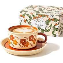 Vintage Floral Tea Cup and Saucer Set, 8 oz Porcelain Gift for Women