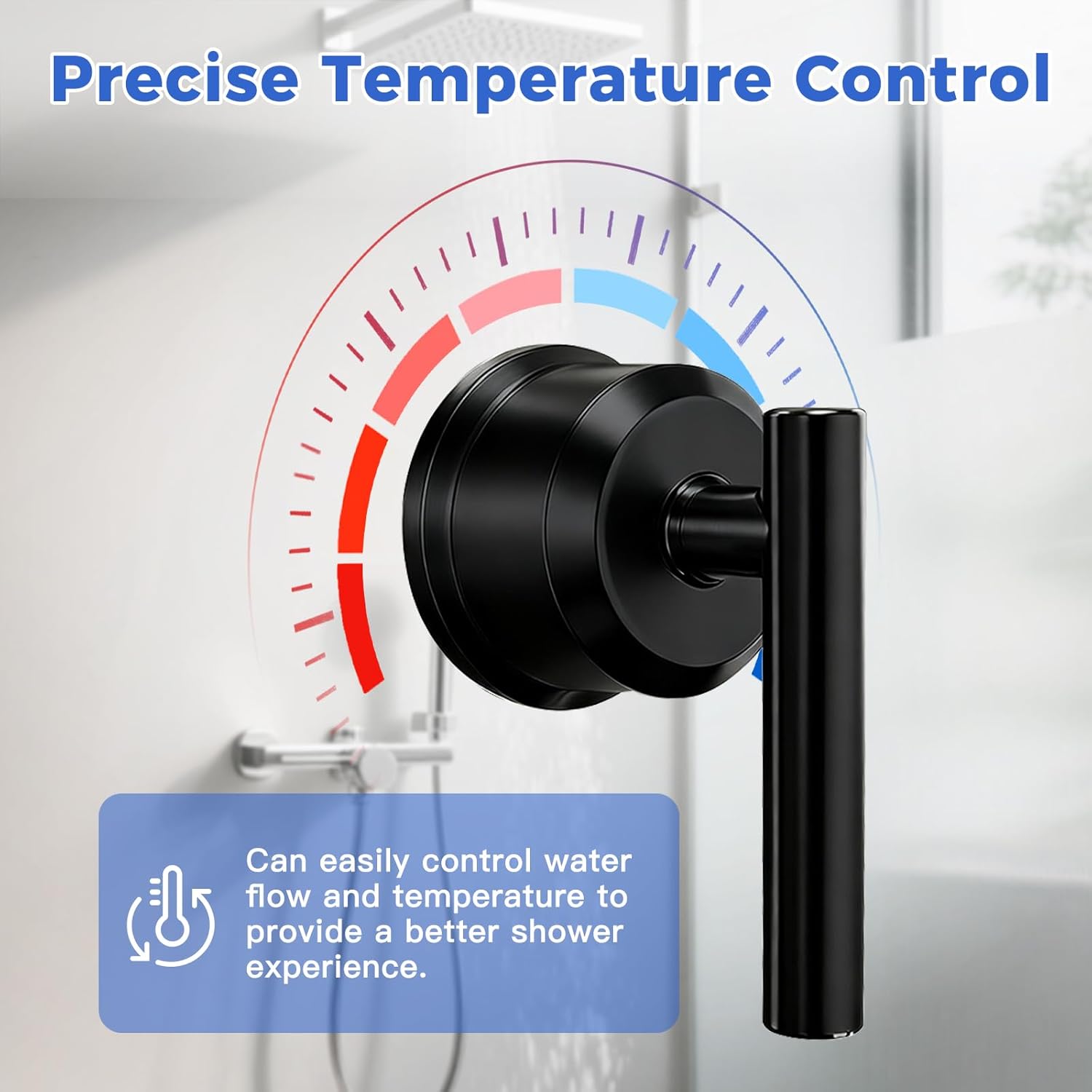 Replacement for Moen Tub/Shower Lever Handle, Compatible with Moen Shower Handle and for 1222 Cartridge,Single Handle Faucets for Adjust Water Volume and Temperature,All Metal Retro Black