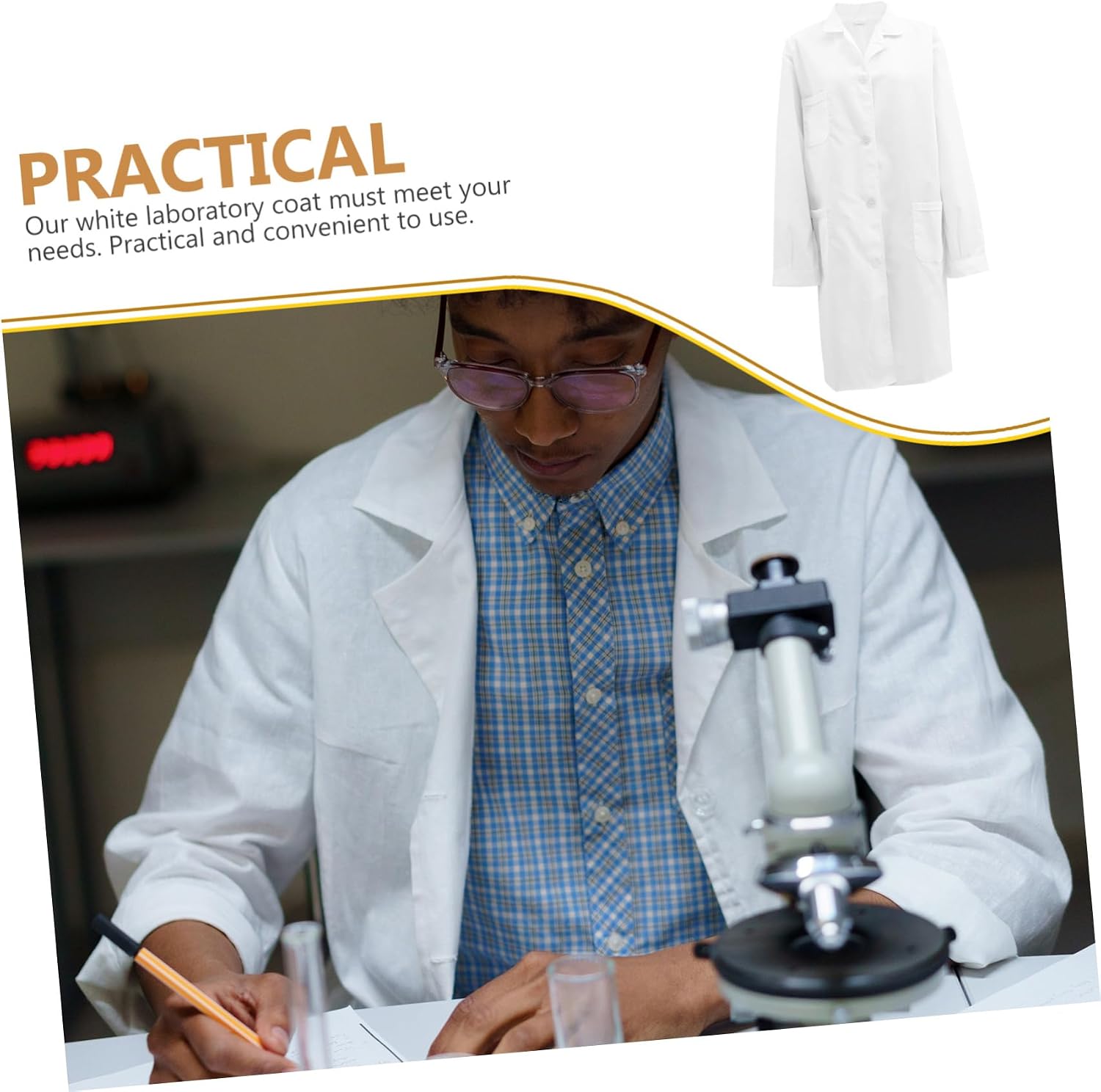 Men's Long Sleeve Laboratory Coat Size Xxl Cotton White for Doctors