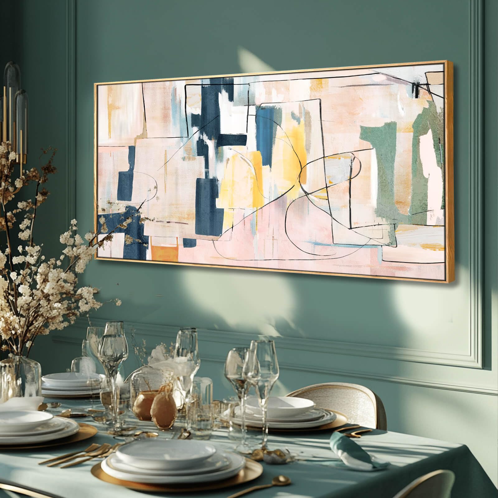 Amazon.co.jp: ウォールアート キャンバス ピンク 抽象アート 絵画 20