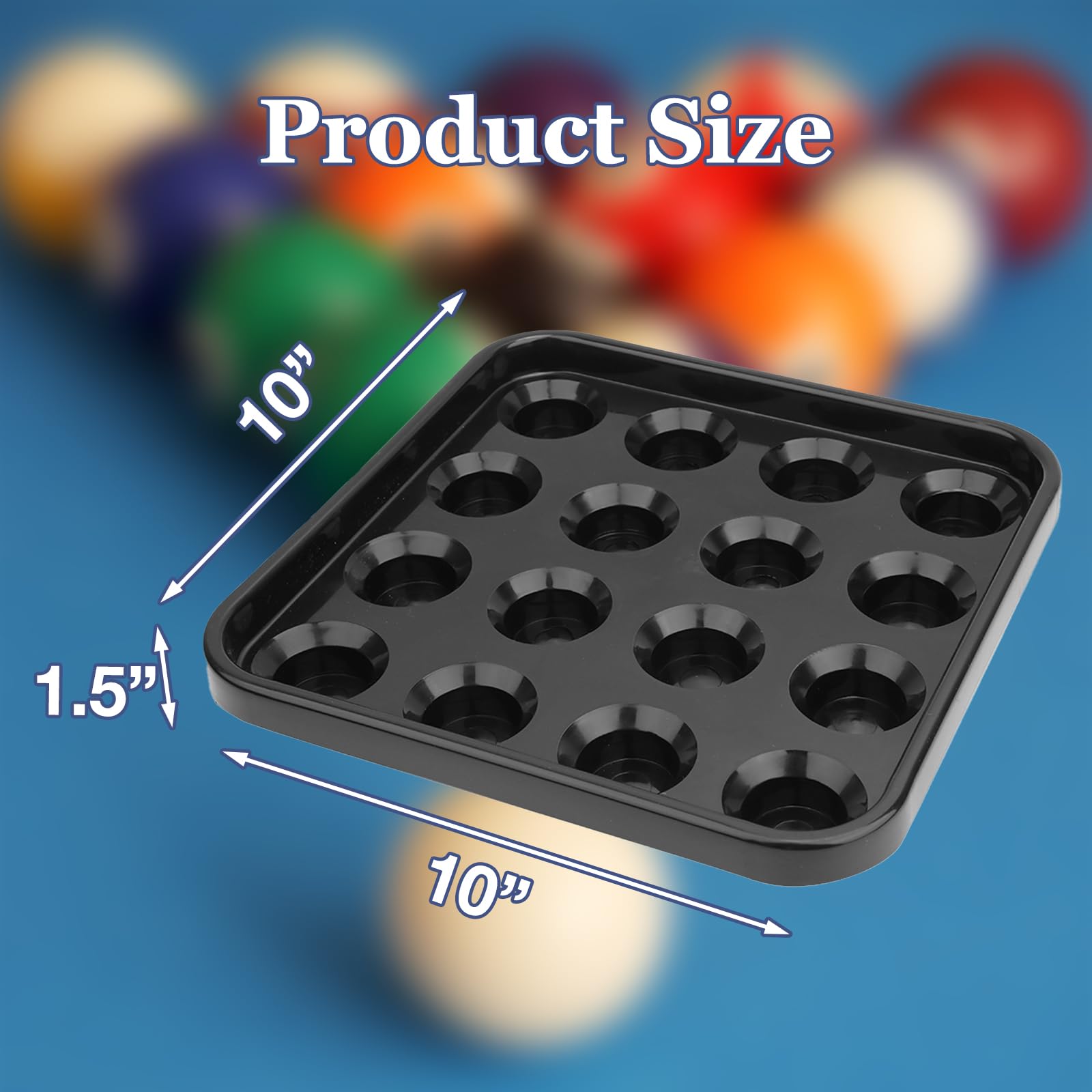 Buachois Bandeja de Bolas de Billar, Almacenamiento de 16 Agujeros, Accesorios para Sala de Billar, Negro