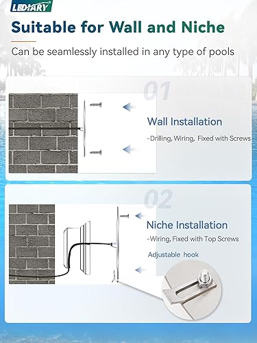 Miniatura 2 de LEDIARY Luces LED RGB de 6 pulgadas para piscina enterrada, AC120V 15W luces subacuáticas de piscinaspa con aplicacióncontrol remoto, cable de 50