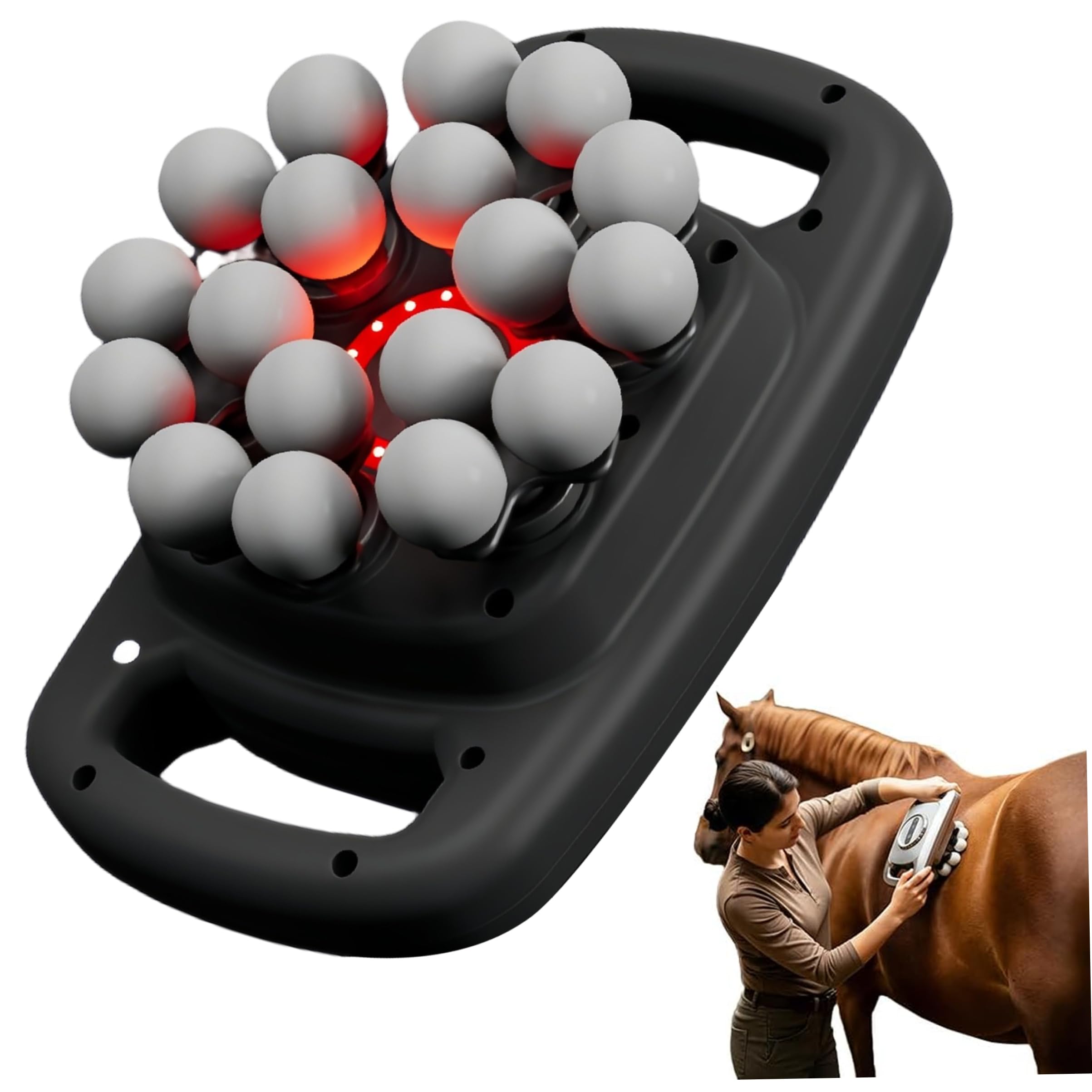 Pistola de masaje multicabeza, pistola de masaje para caballos de 18 cabezas, herramienta de relajación muscular multiequina, negra