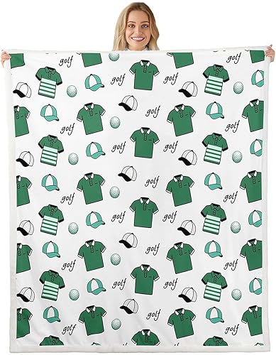 Miniatura 13 de Erosebridal Golf Theme Fleece Blanket 40x50 Golf Clubs Fuzzy Plush Throw for Sofa Couch Sports Game Sherpa Blanket Ball Game Gray