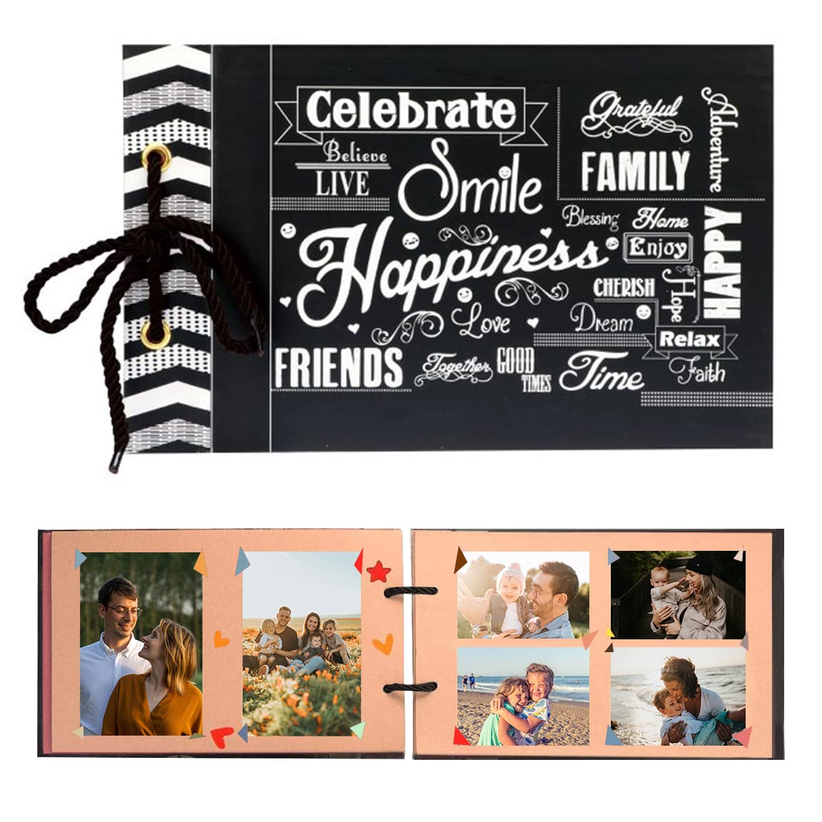 Sehaz Artworks Scrapbooks | Scrapbook Photo Album 6x4 Memory Book Our Adventure Book baby photo albums Birthday Gifts Anniversary Gifts I love you gifts for him (Happiness)