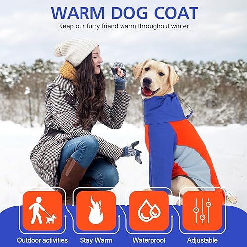 Miniatura 3 de Due Felice Abrigo de forro polar para perro, abrigo de invierno para perros pequeños, medianos y grandes, chaqueta de nieve impermeable con agujero