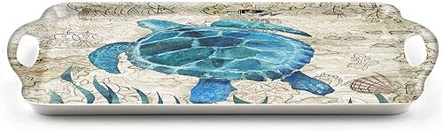 Miniatura 3 de Bandeja decorativa para servir con asas, bandejas rectangulares multiusos para restaurante, fiestas, mesa de café, cocina, patrón de mármol negro y