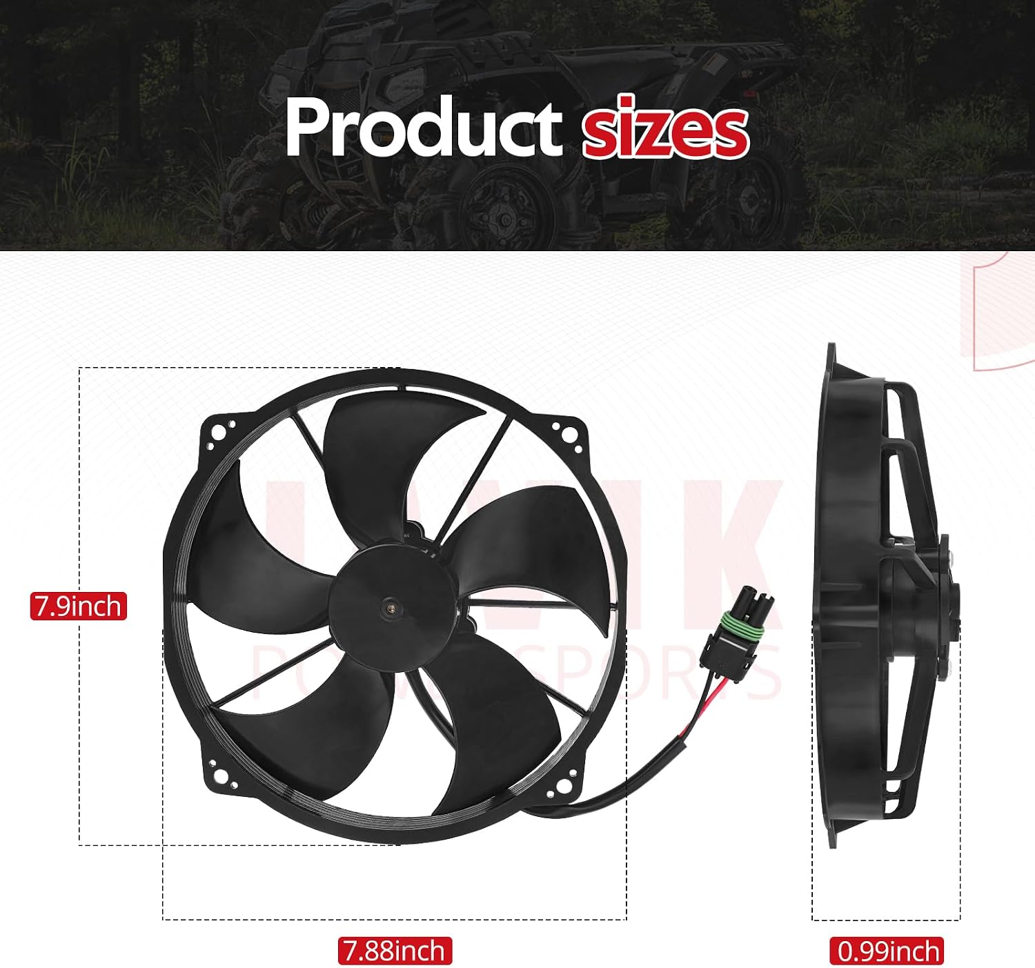 JAVIK 2413007 Radiator Cooling Fan Waterproof for Polaris Sportsman 1000 850 High Lifter 2016 2017 2018 2019 2020 2021 2022 (Black)