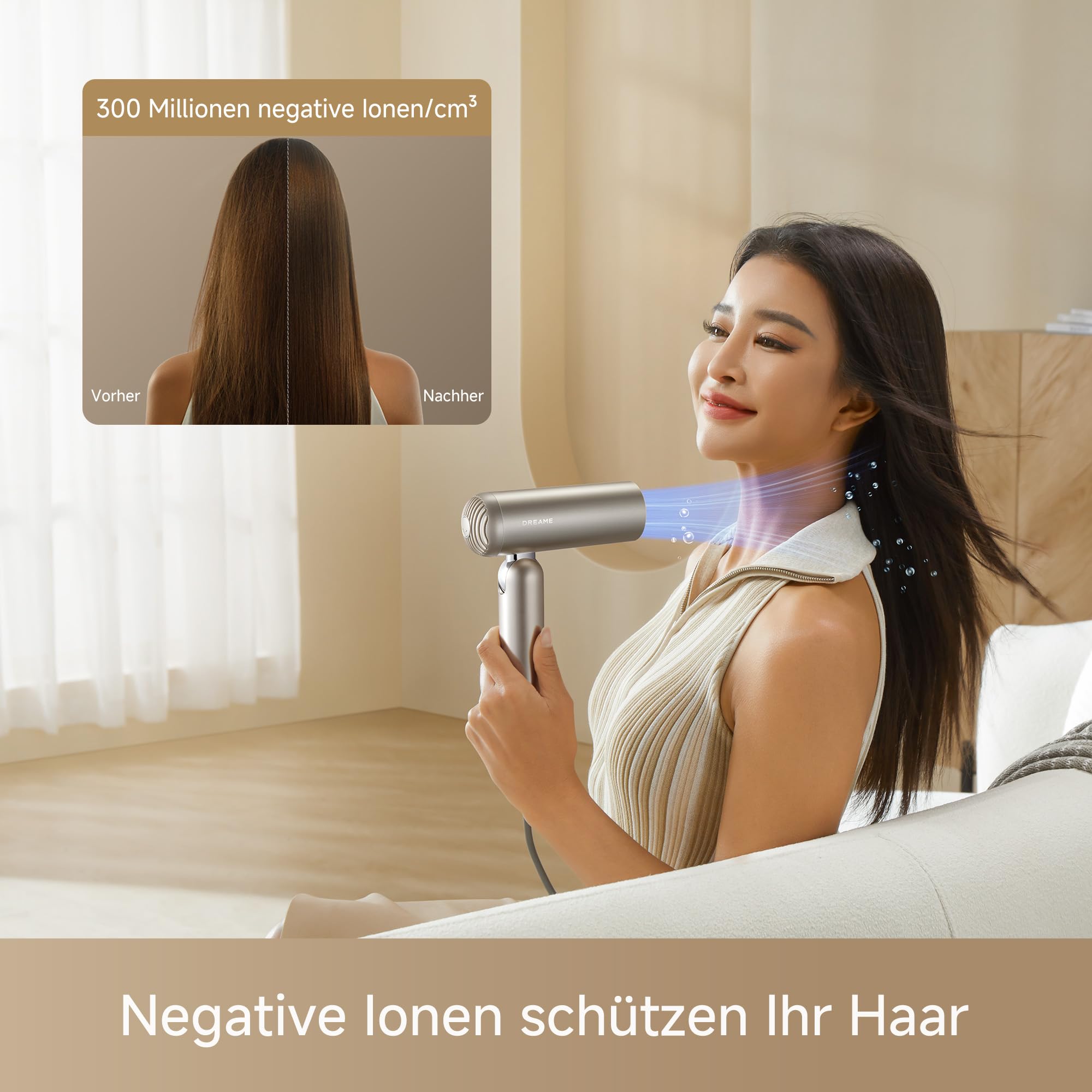 DREAME Pocket Pro Hochgeschwindigkeits-Haartrockner, 3 klappbare Formen Reiseföhn, 300 g, 110.000 U/min Motor, 300 Millionen negative Ionen/cm³, konstant 57 °C, 40s NTC-Trocknung, 2026 Neue