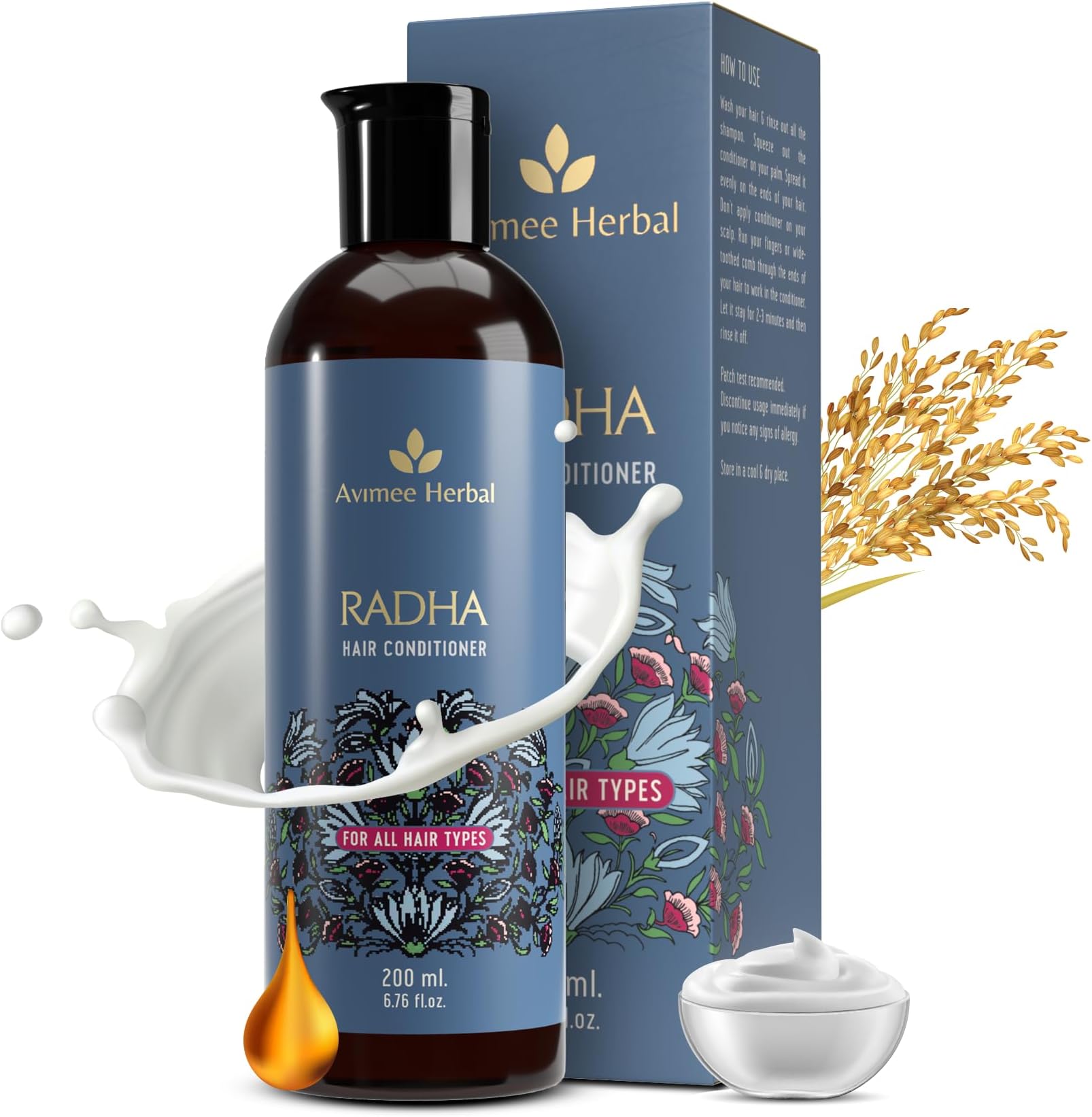 Avimee Herbal Radha Hair Conditioner For All Hair Type | Makes Hair Silky Soft | For Damaged & Weak Hair | 200 Ml