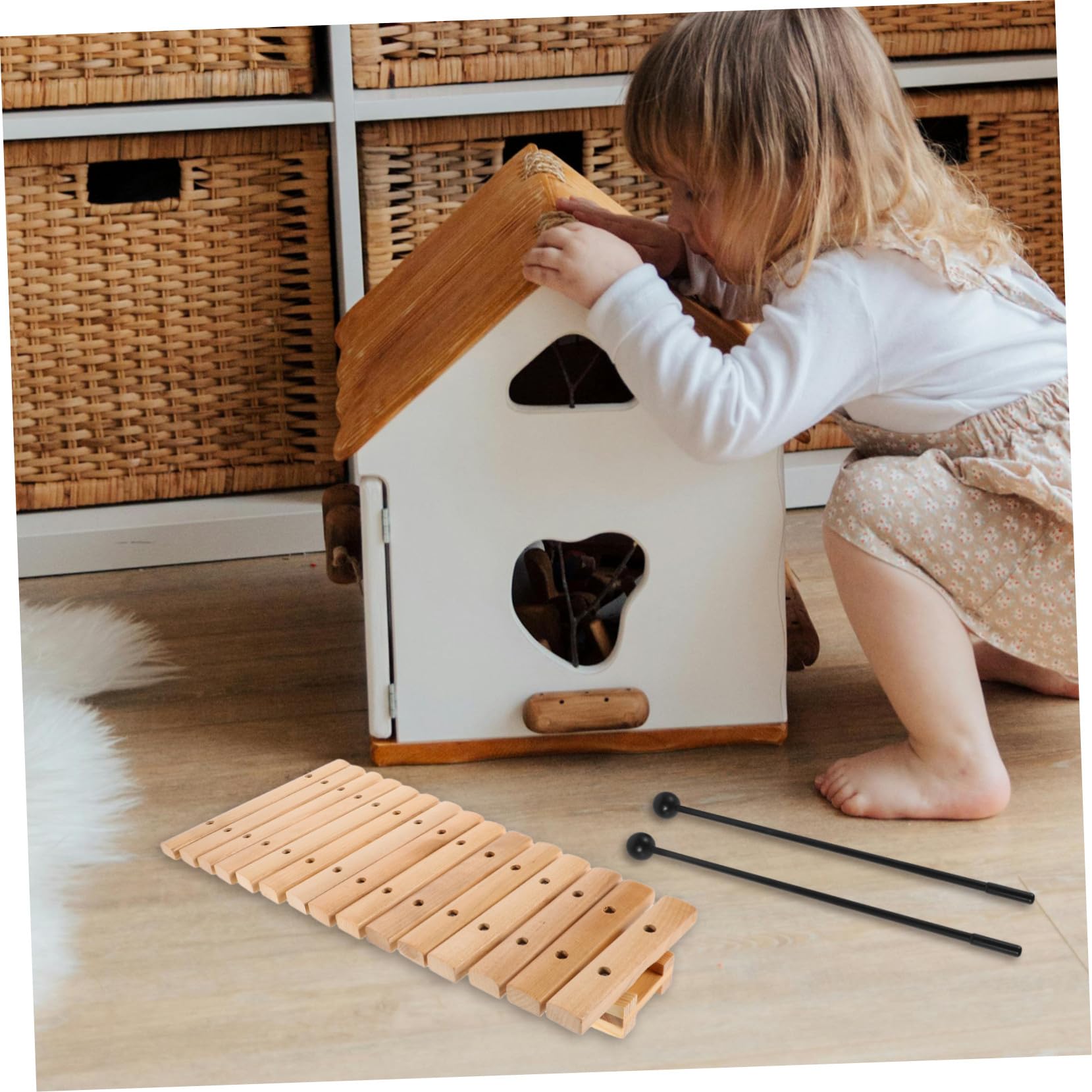 Xilofono 15 Note in Legno e Plastico Strumento Orff per Ragazzo Ragazza | Educazione Musicale a Casa e Asilo, per Principianti e Toddler, Facile da Imparare