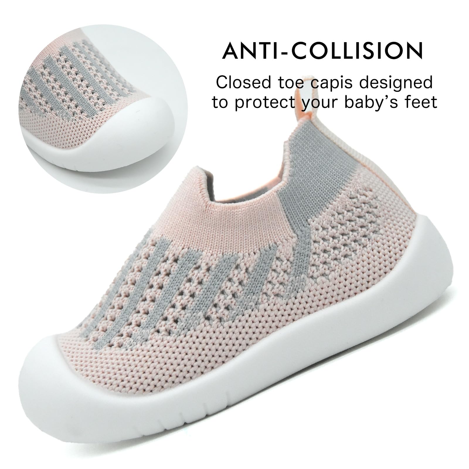 Baby Sockenschuhe Lauflernschuhe Krabbelschuhe für Mädchen und Jungen im Alter von 6-36 Monaten mit weich gestricktem Material und Rutschfester Gummisohle