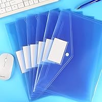 Vista 6 de Paquete de 6 carpetas transparentes para documentos, sobres de plástico de polietileno con bolsillo para etiquetas y botón a presión