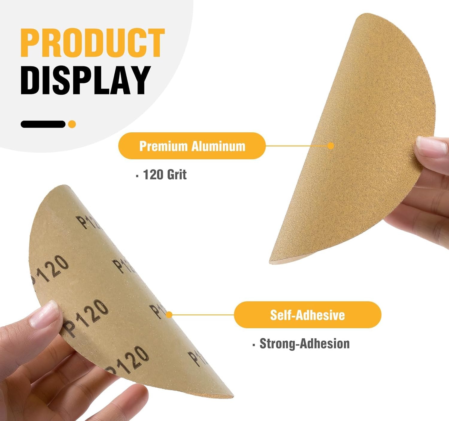 100 PCS 6 Inch PSA Sanding Discs 120 Grit Adhesive Backed Sandpaper Roll Sticky-Back for DA Sander Self Stick Aluminum Oxide Round Automotive Sand Paper with Sticky Back