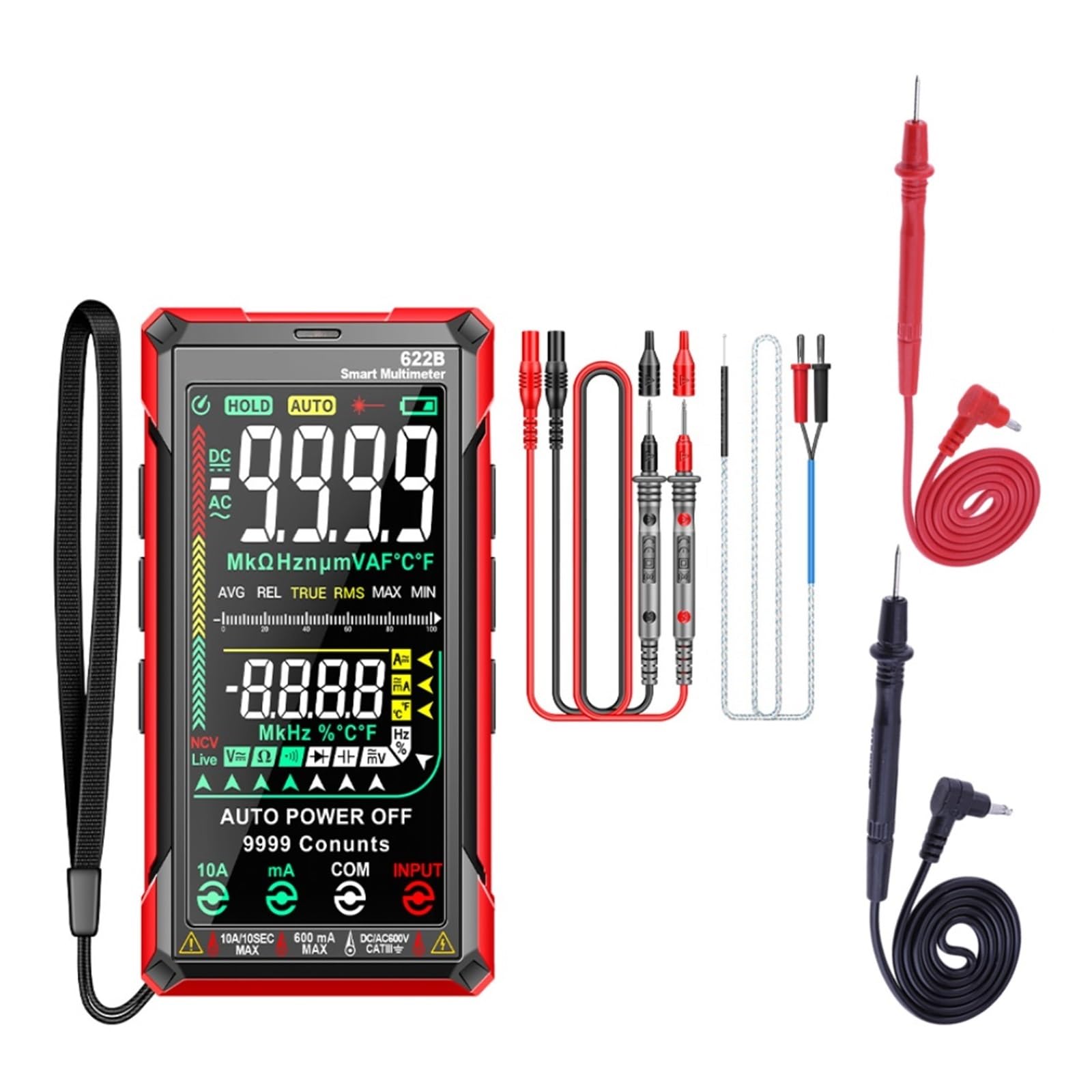 622B Inteligentny Multimetr True Auto Zakres 9999 Count Prąd DC/AC Multimetro Amperomierz Woltomierz Cyfrowe Narzędzie Do Testowania Napięcia Bezpieczny, Praktyczny, DokłAdny