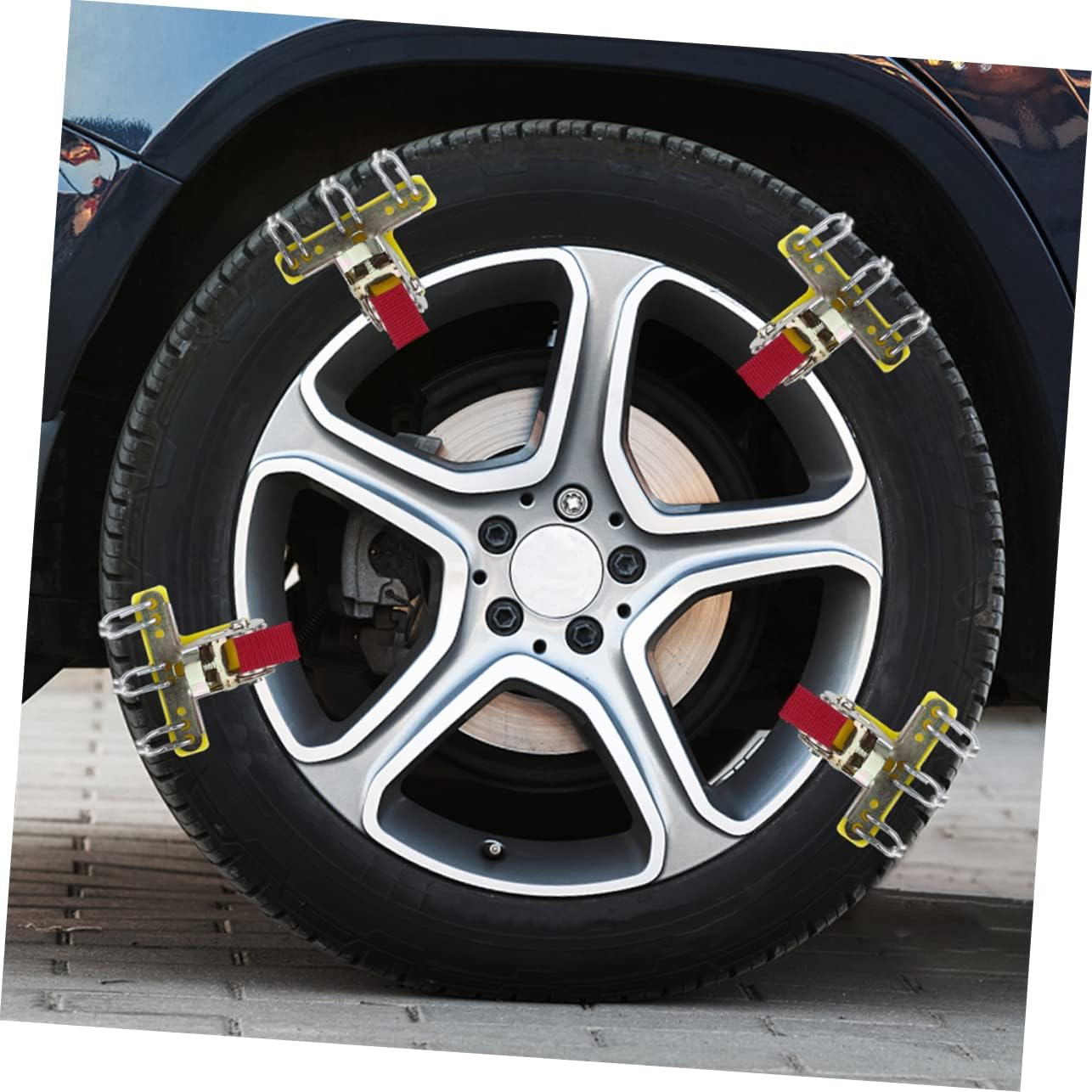 OUNONA 2pcs Tire Traction Chains Skid Snow Car Tire Chains Ice Studs for Safety