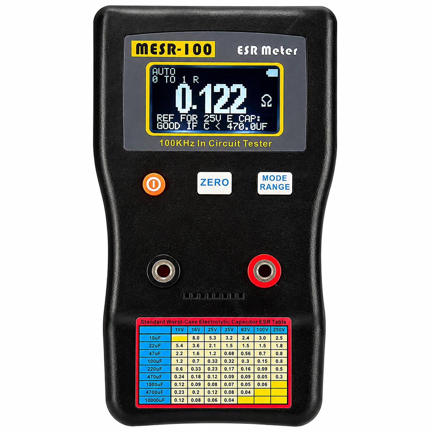MESR-100 Digitales ESR Messgerät, Automatische Bereichswahl 0,001R Bis 100R Schaltung Widerstand/Kapazitätstester Ohmmeter Hintergrundbeleuchtung Doppelanschluss, Für Reparatur Tv/Lcd/Audioplatine