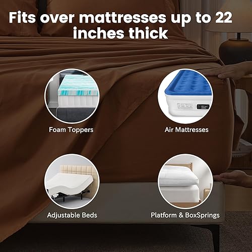 Miniatura 4 de Bedlifes Juego de sábanas 100 % lino francés de 18 a 24 pulgadas, bolsillo extra profundo, 4 piezas, transpirables y absorben la humedad, suaves y