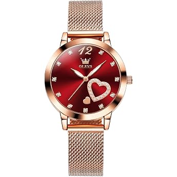 OLEVS Women's Rose Gold Elegant Analogue Waterproof Quartz Watch with Date