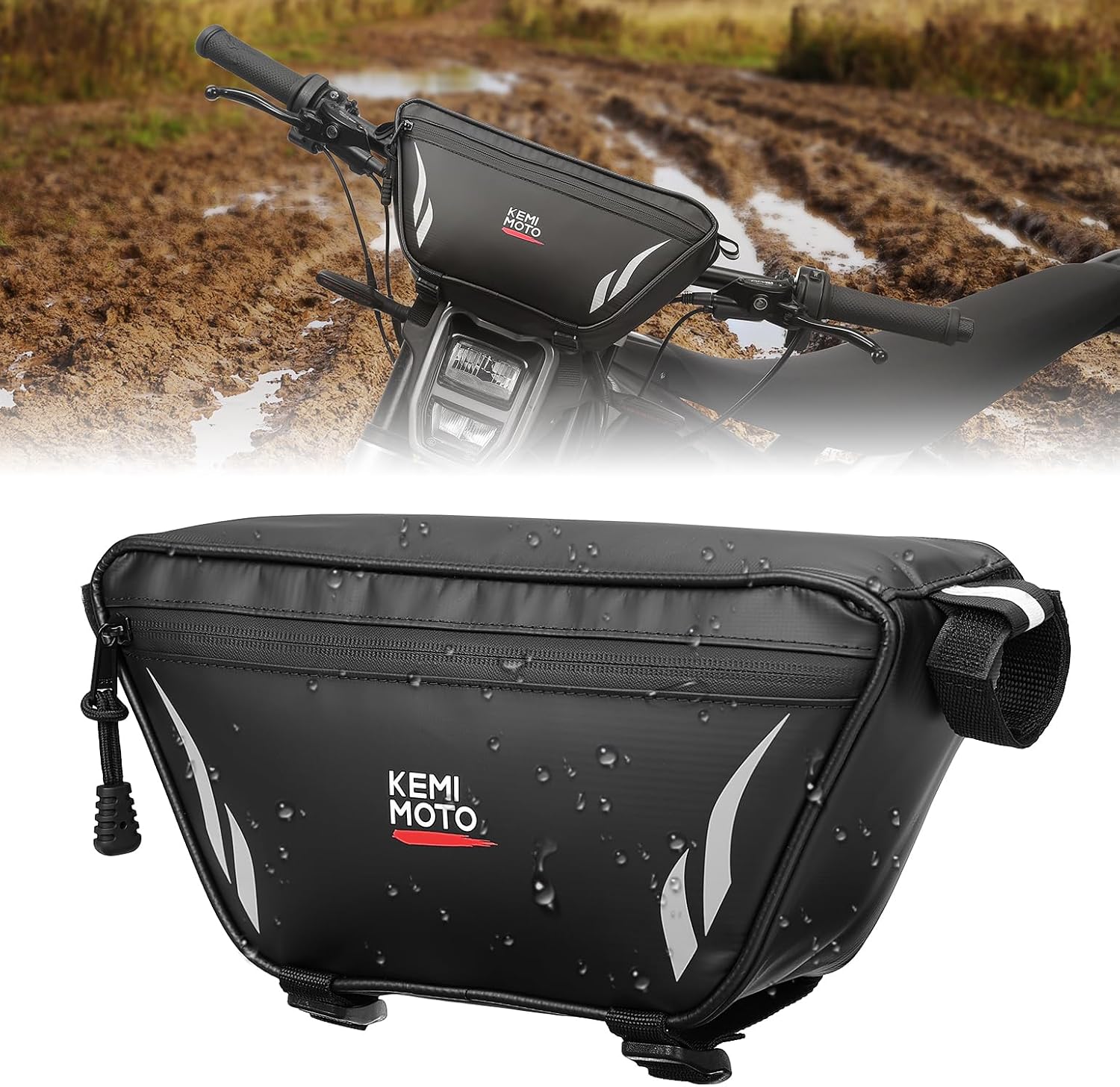 KEMIMOTO Upgraded 2.5L Motorcycle Handlebar Bag Universal Waterproof Front Tool Storage Bag Bicycle Handlebar Bag Compatible with Sur-Ron Light Bee X and S X160 X260 Talaria Sting Electric Dirt Bike