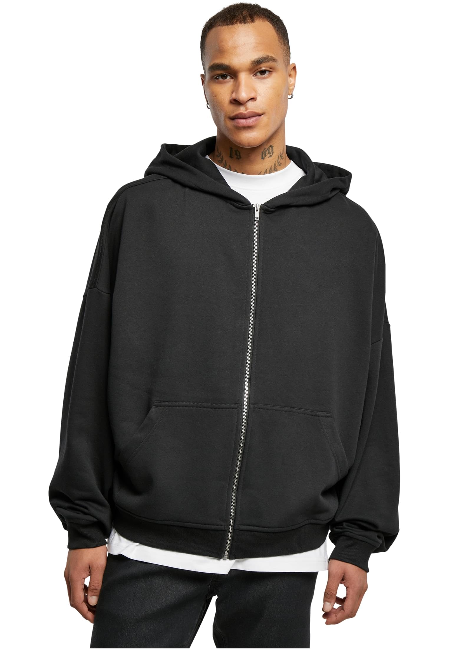 Urban Classics Men's 90's Zip Hoody Hooded Sweatshirt, Black, M
