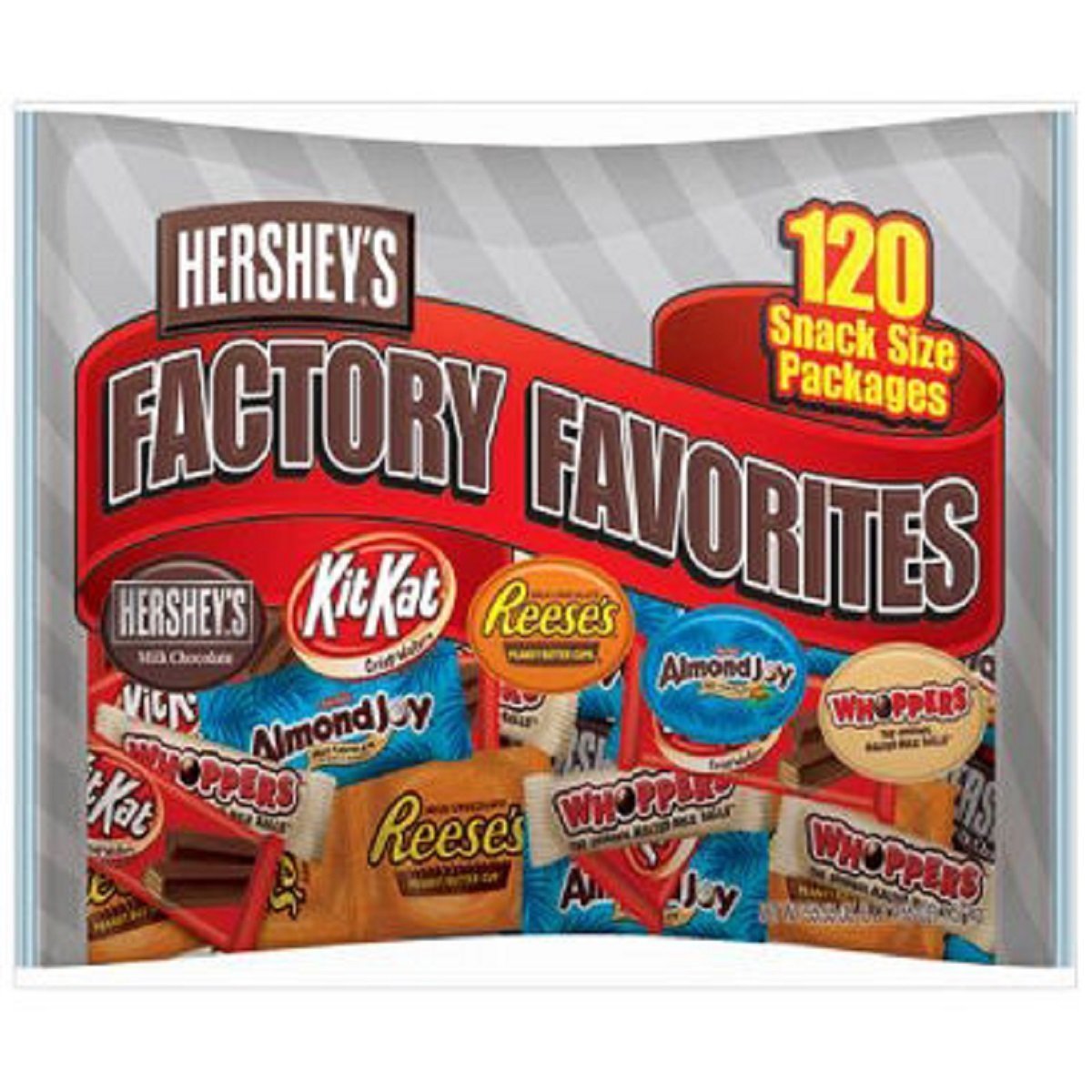 Hershey's Variety Factory Favorites, 145 Snack SizePiece, Includes Reese's Whopper's, Kit Kat, Hershey's Milk Chocolate & Cookies n Cream, 68.5 oz (4LB 4.5 oz)