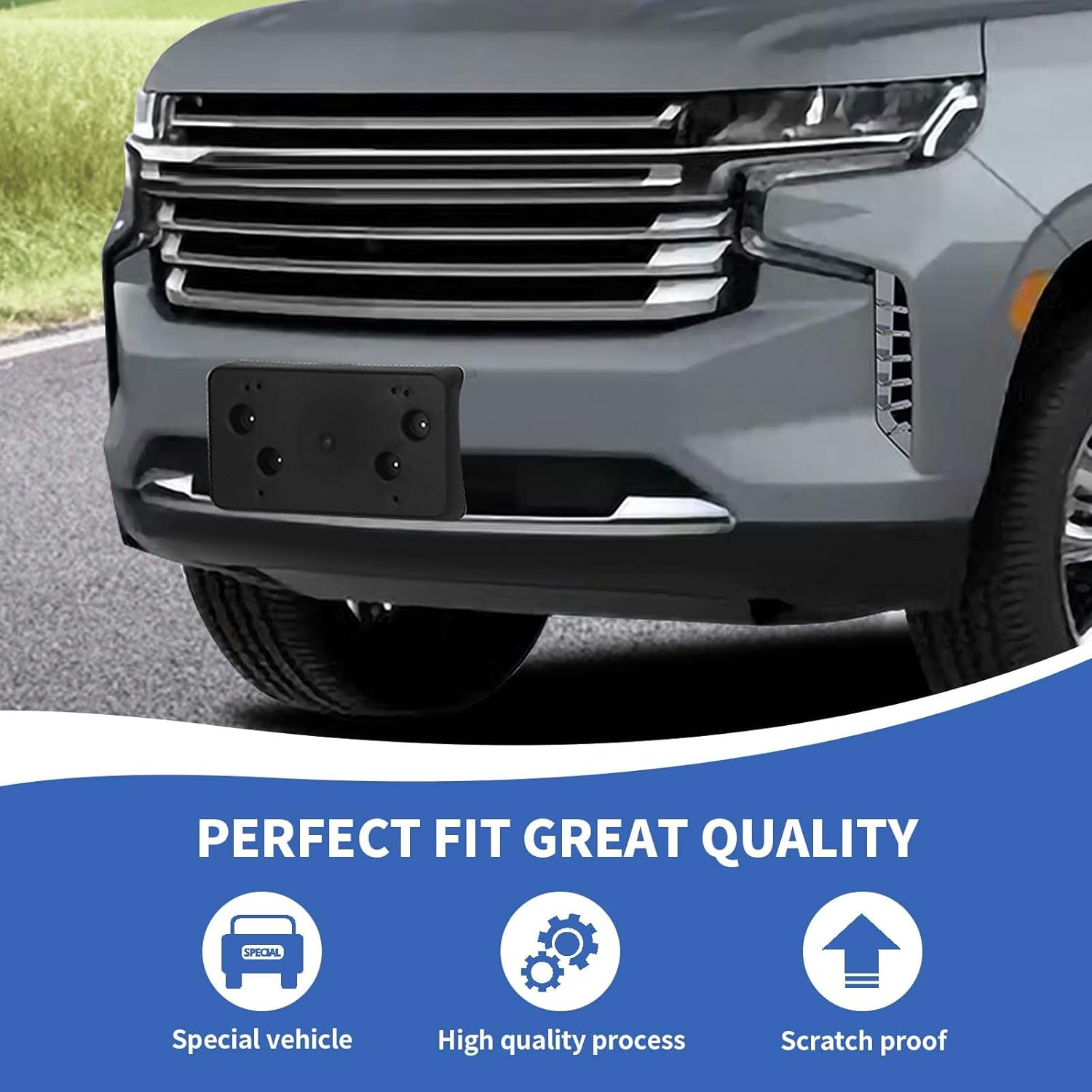 RAZPOY Front License Plate Bracket Holder Mount Frame Compatible with Chevy Suburban Tahoe 2020-2024