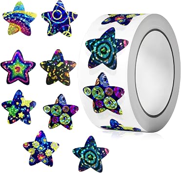 Pack of 500 star stickers star reward stickers glitter stickers colourful