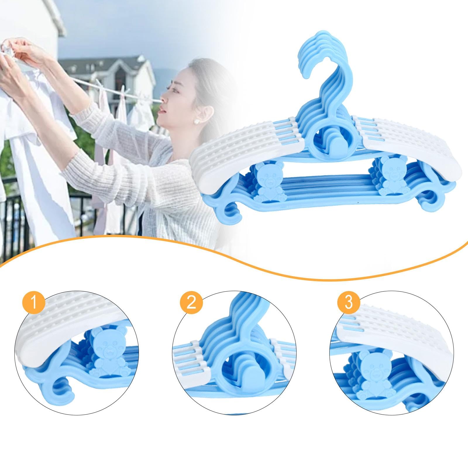 Generic 5Pcs Baby Hangers Children Clothes Hangers Outdoor Windproof Closet Newborn Clothes Toddlers Coats Child Nursery Closet Racks, Blue