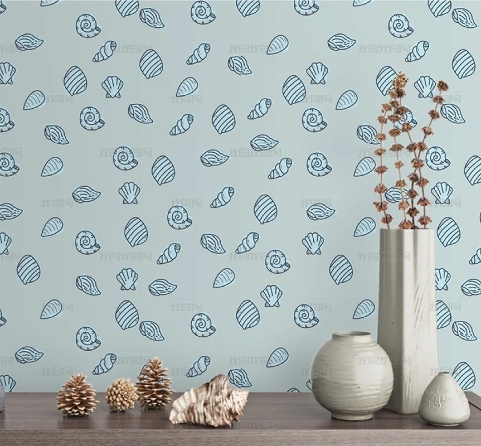 Papier peint autocollant bleu 45x300cm en vinyle imperméable pour meubles