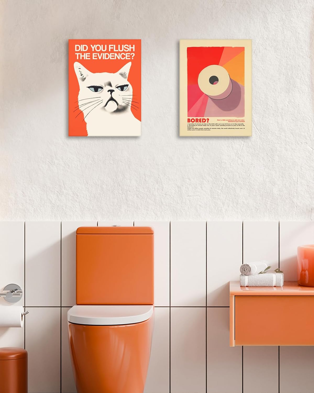HesenDot 12x16 Inch Funny Toilet Paper “Bored?” Bathroom Wall Art image 5