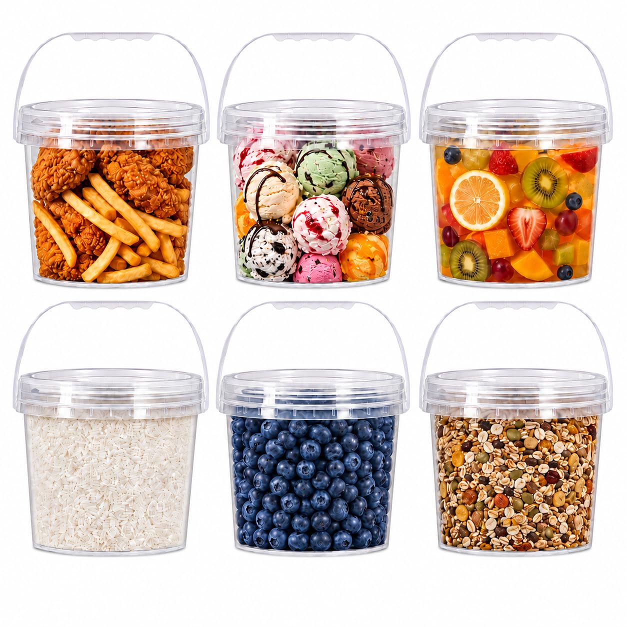 UMETASS 6 Pack 1 Gallon Food Grade Plastic Buckets with Screw Lids