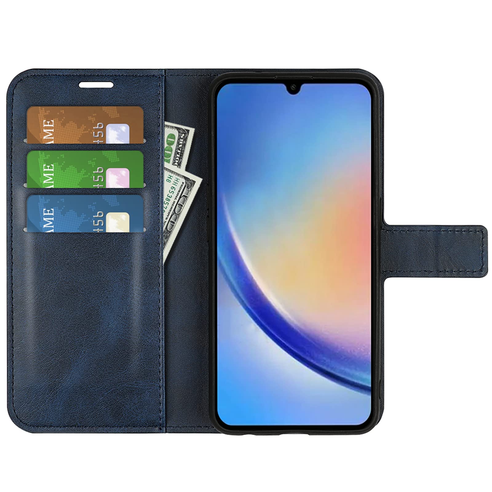 Flip Case for Samsung A34 5G Wallet PU Leather Magnetic Protective Cellphone Case for Samsung Galaxy A34 5G A346M Folio Book Cover with Stand (Blue)