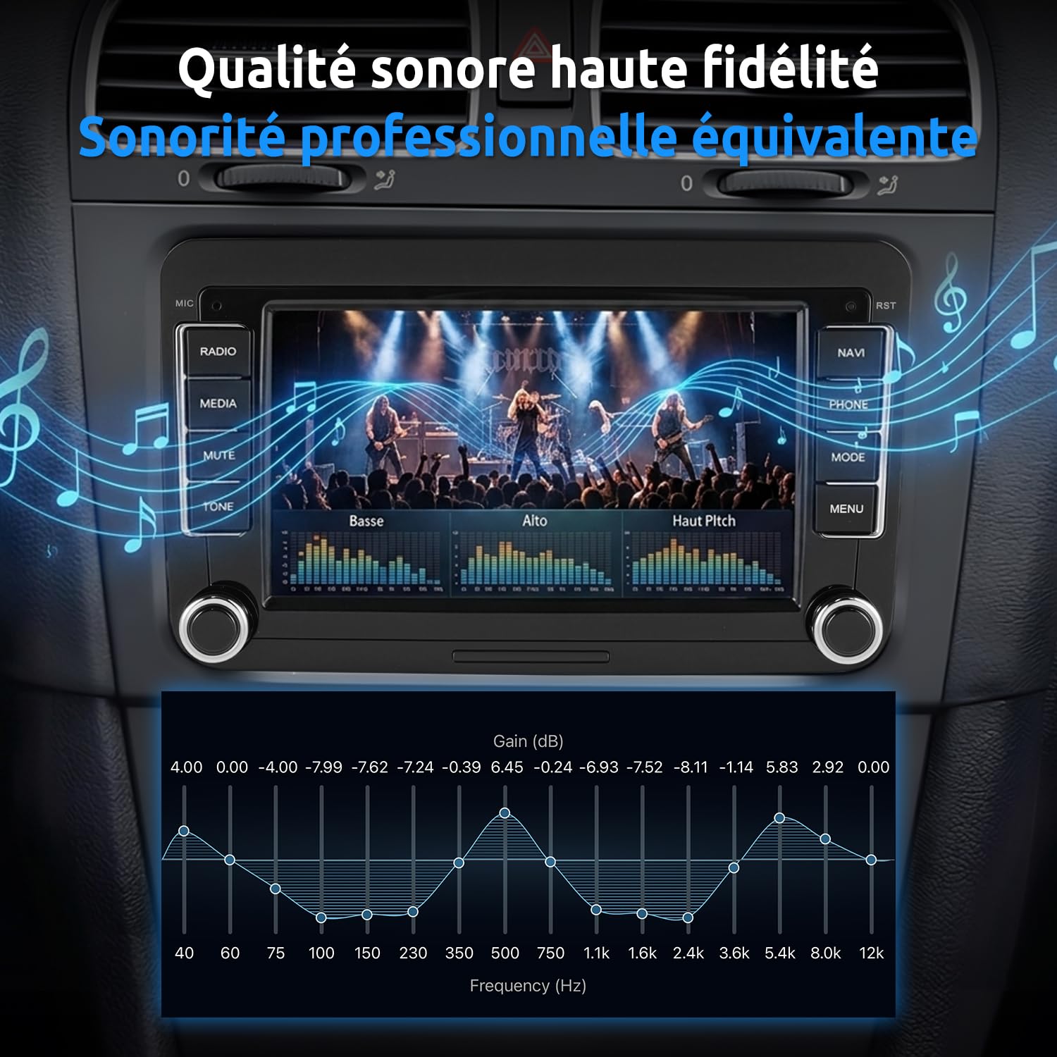 ESSGOO [4+64G] Android 15 Autoradio pour VW Golf 5/6, T5, Passat, Polo, Touran, Tiguan, Caddy, Seat, Skoda – Écran Tactile 7" avec CarPlay/Android Auto sans Fil, Plug & Play, GPS Navi, Bluetooth, DSP
