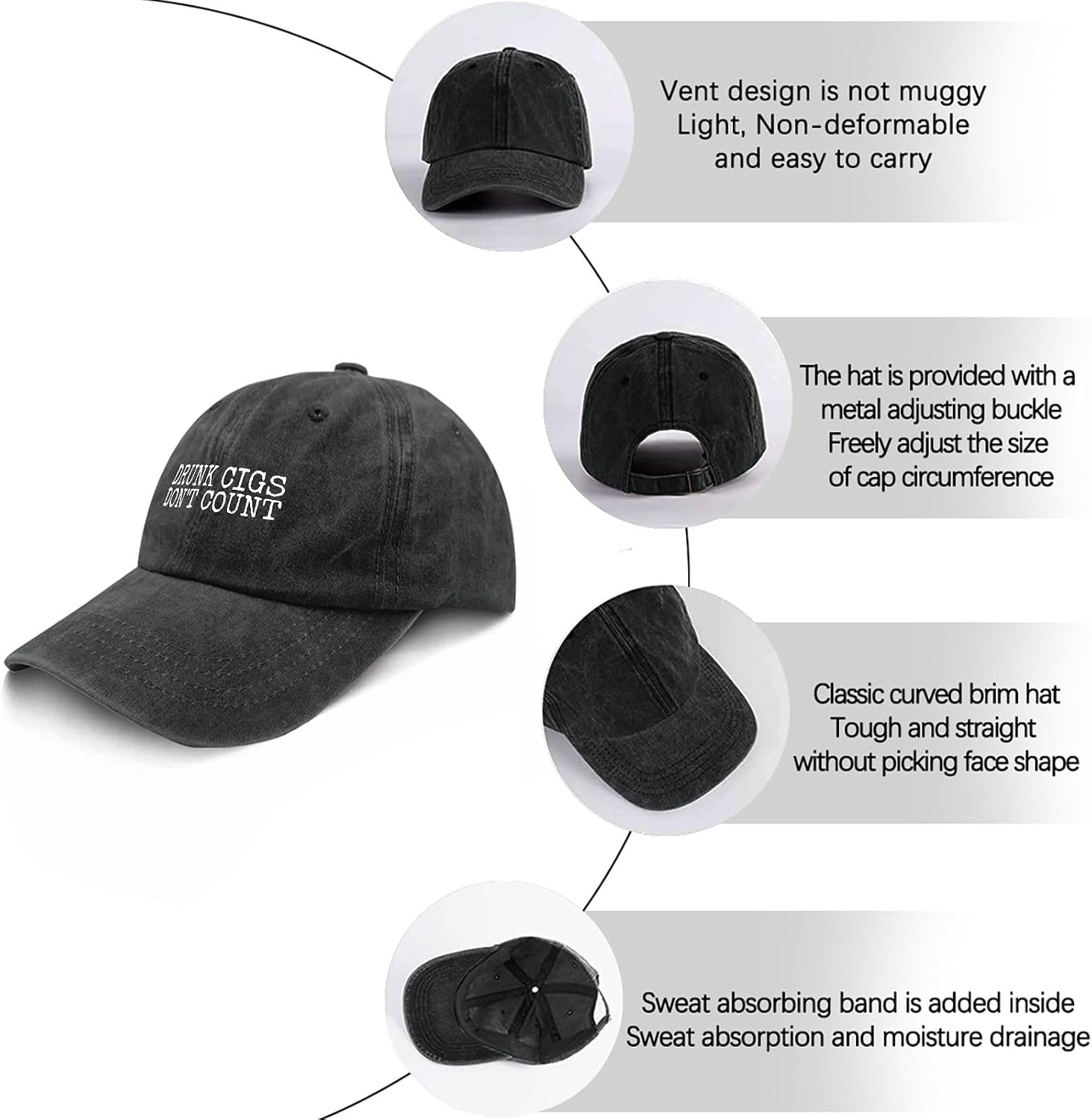 Drunk Cigs Don't Count Hat Men Funny Dad Hat Funny Gifts