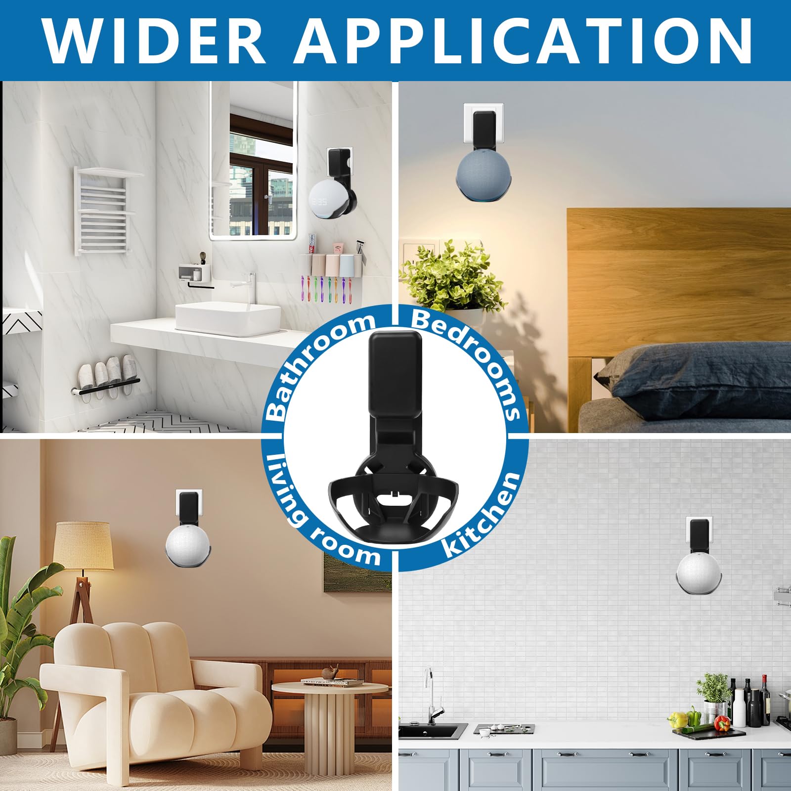 Soporte de Pared Echo Dot 4 Soporte Echo Dot 5 Accessories Gestión de Cables Integrada Ahorra Espacio sin Necesidad de Tornillos para Salón Dormitorio Baño