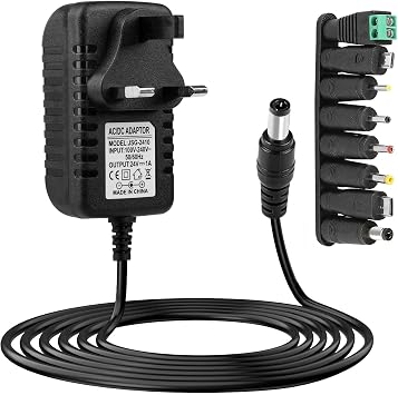 24V DC Power Supply,AC 100V-240V to DC 1A Power Adapter with 8 Replacement Tip Universal 50/60HZ Multi Plug Charger for Massage Gun Led Strip Light CCTV Camera Router Sound Bar Nail Lamp Electronics