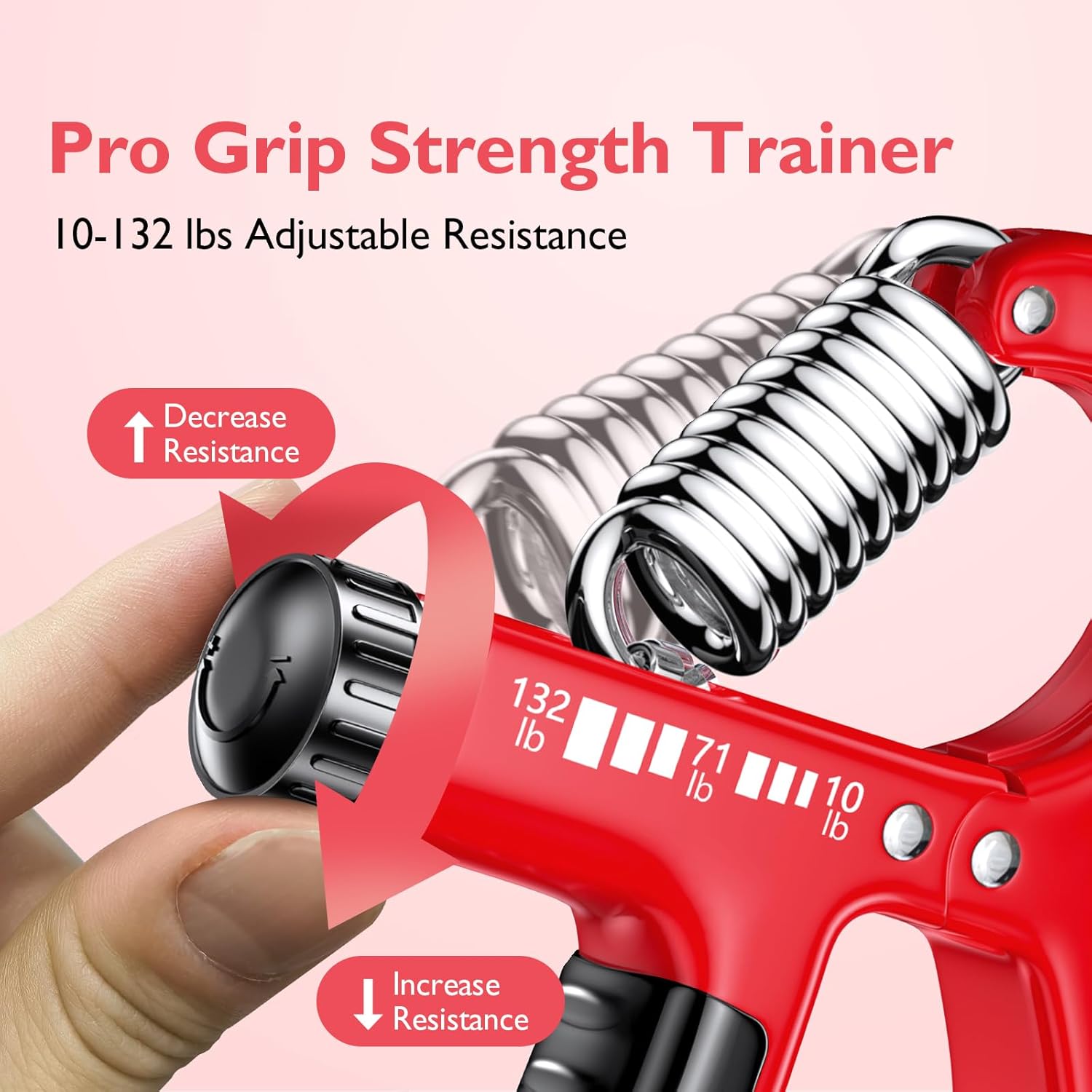 FitBeast Grip Strengthener Forearm Strengthener, Adjustable Hand Grip Strengthener for Strength Training & Rehabilitation, 10-132 lbs Resistance, Ideal for Athletes and Physical Therapy (1 Piece) Red image 2 of 6 B0D93T4JRY