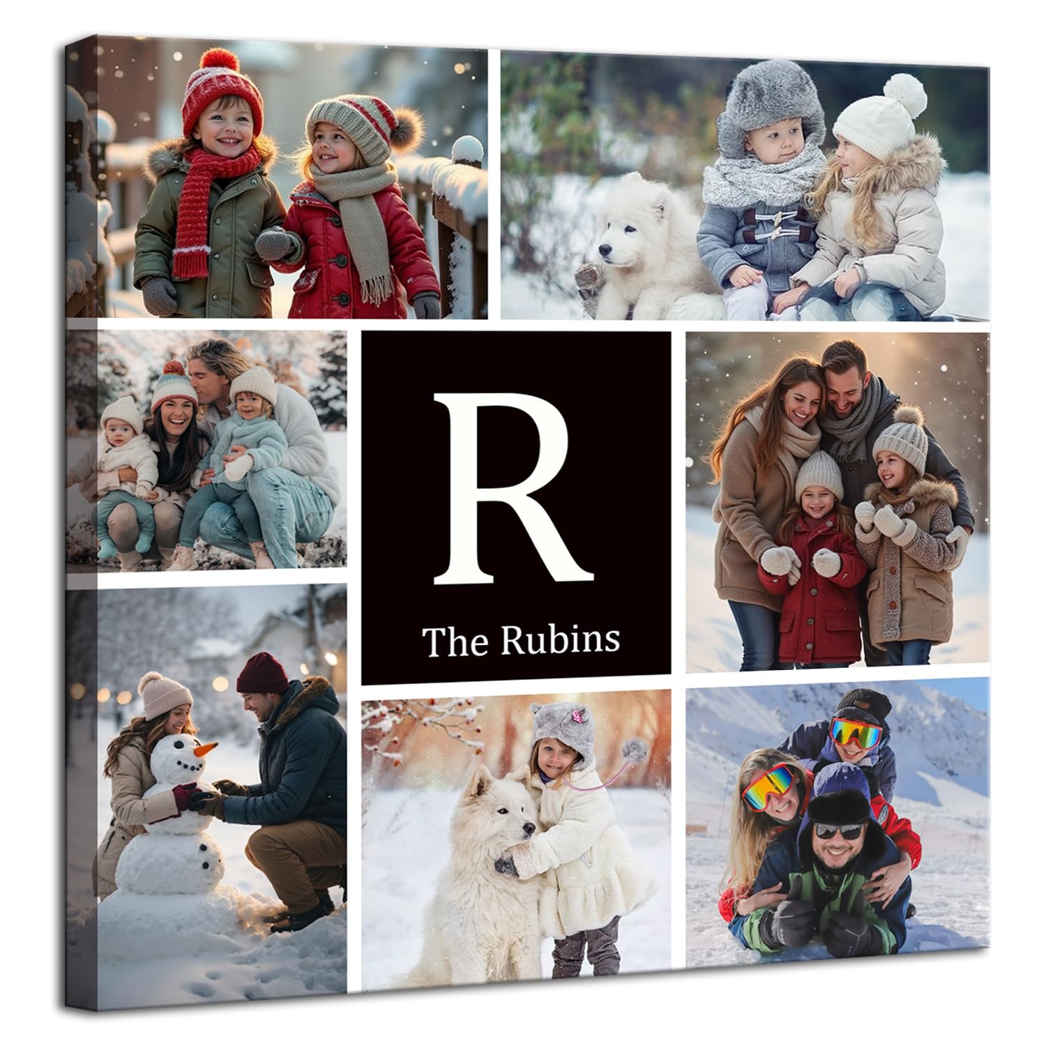 ZHIYYHAO Custom 8 Pictures Collage Canvas Wall Art Framed Personalized Multi Pictures Prints to Canvas Wall Art for Living Room Bedroom Study room Home Decor (CF-6，20.00L''X20.00W)