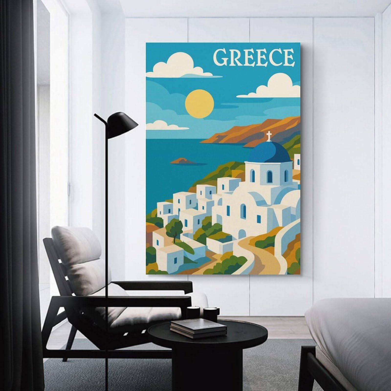 Junmoney Wall Art Print Greece Travel (6), 24x36inch(60x90cm), for Bedrooms, Workspaces And Everyday Interiors, Stylish Home Artwork for Focal Walls