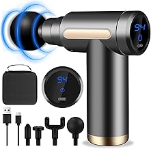 AQXONG Mini Pistolet de Massage Musculaire, Pistolet de Massage Ultra Silencieux, 6 Vitesses, 4 Têtes de Massage, l'Écran LCD, Masseurs Électriques Portables pour Soulager les Douleurs Musculaires